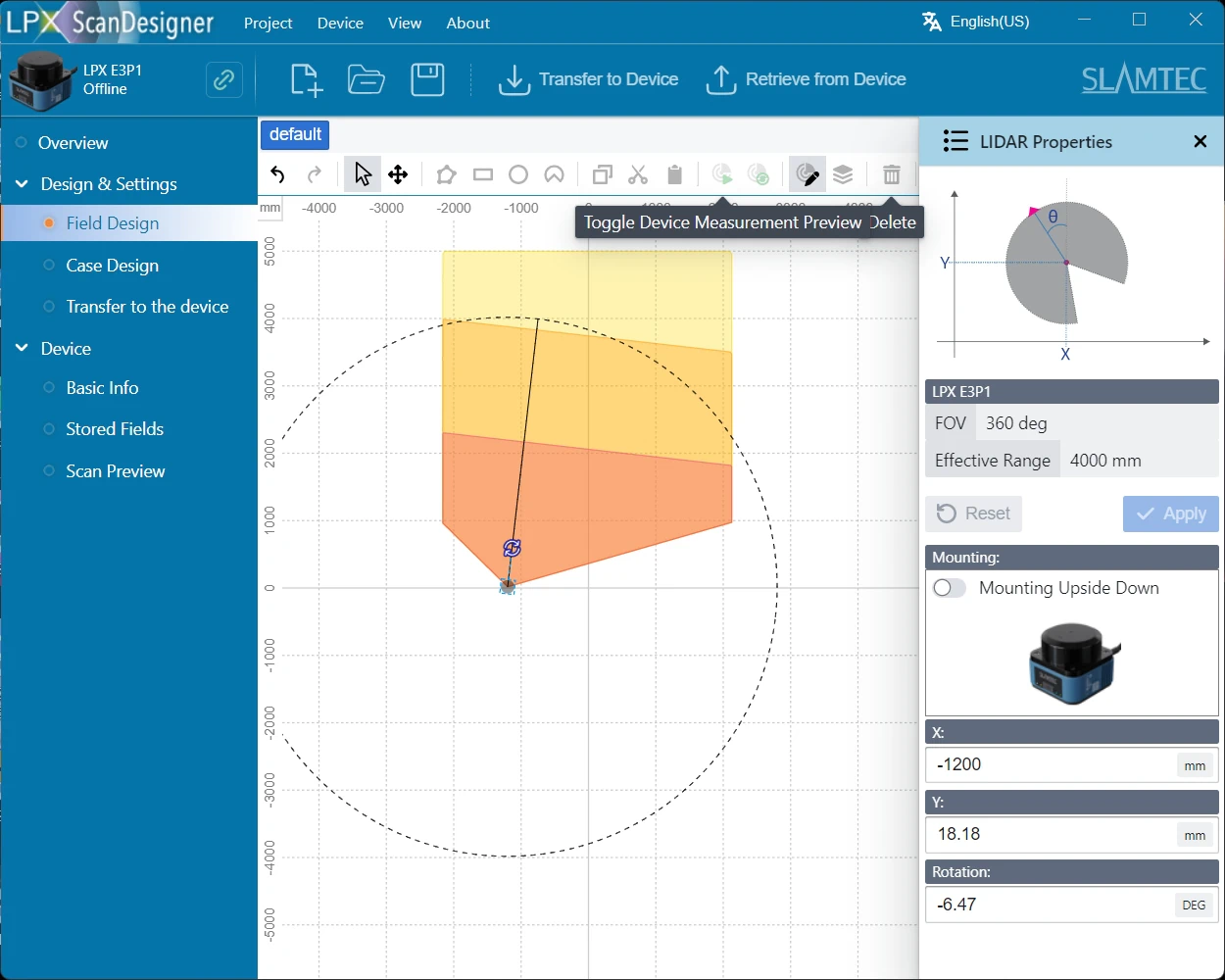 Flexible lidar placement