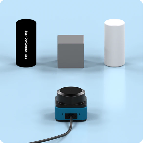 2% accurate detection of low-reflectivity objects (photos taken with real objects)